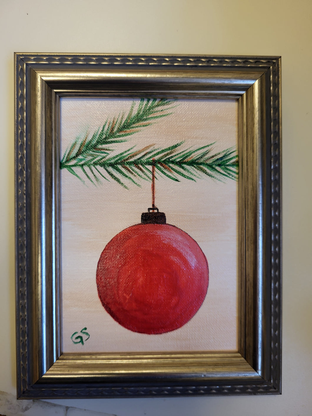 Original- Red Ornament #1 Framed 5x7