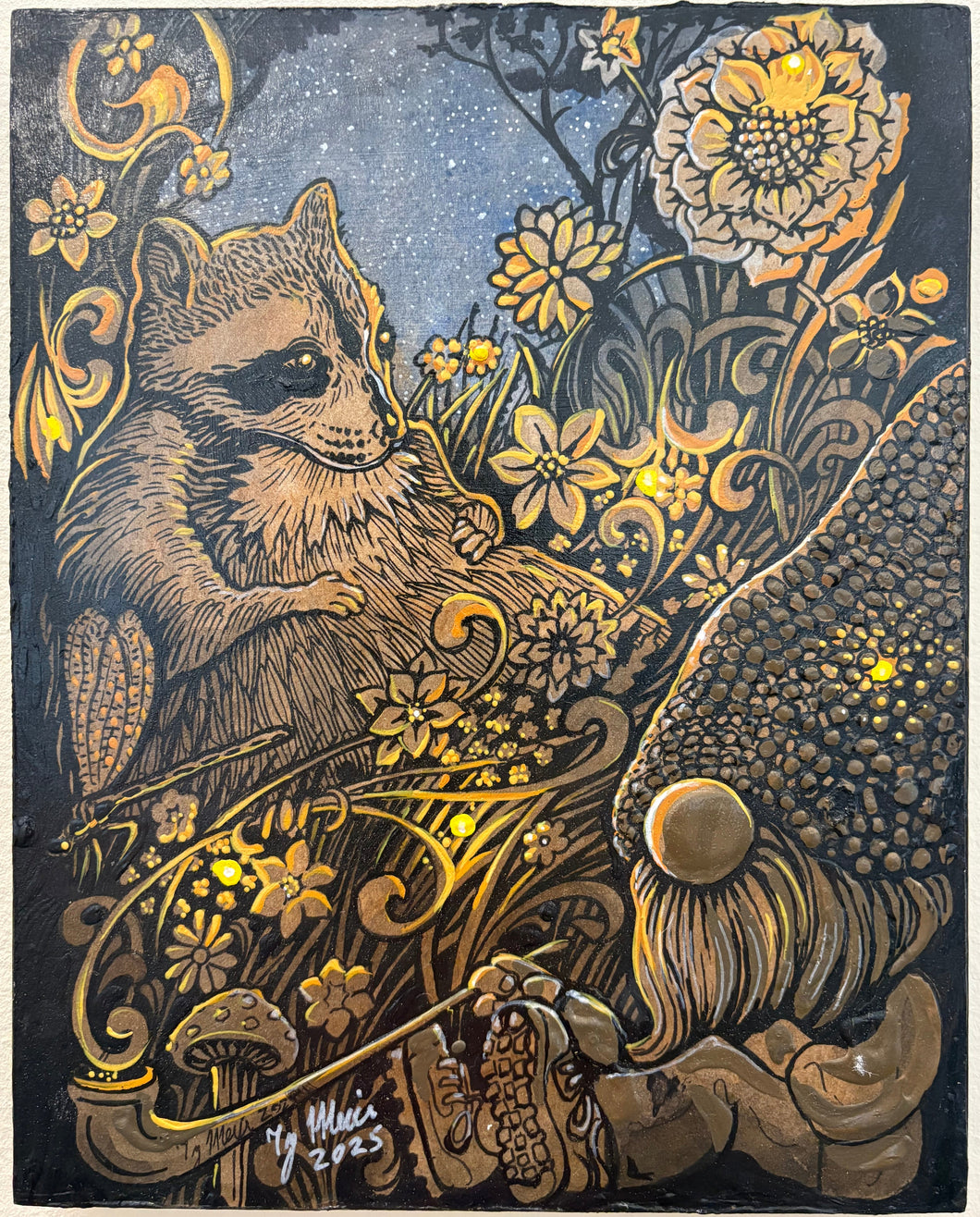 Original- Stoned Gnome & Raccoon