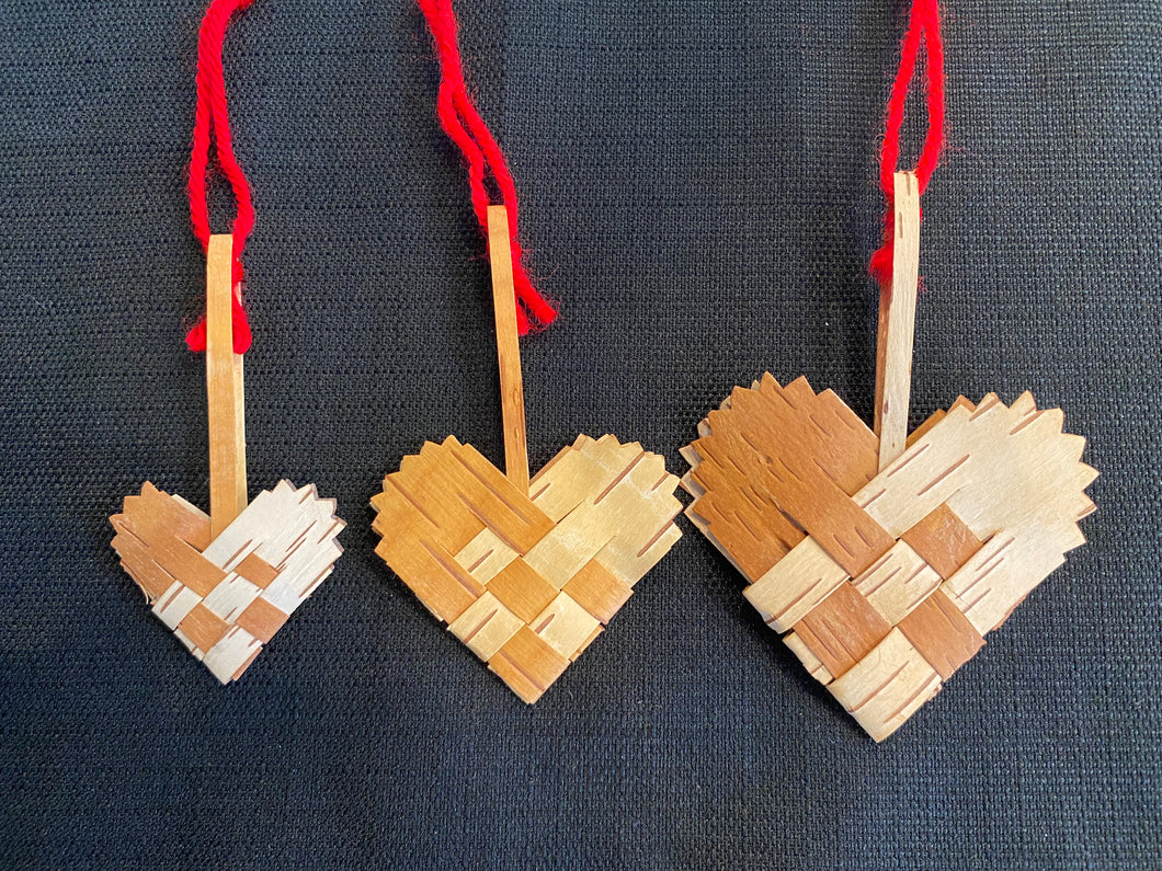 Set of 3 Birch Hearts