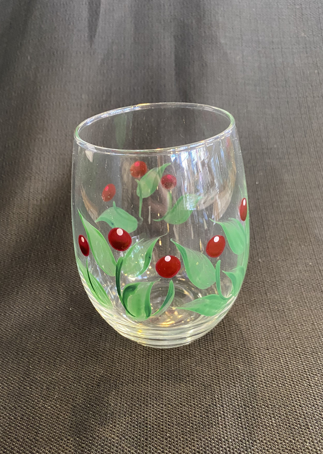 Stemless Glass- Cranberry