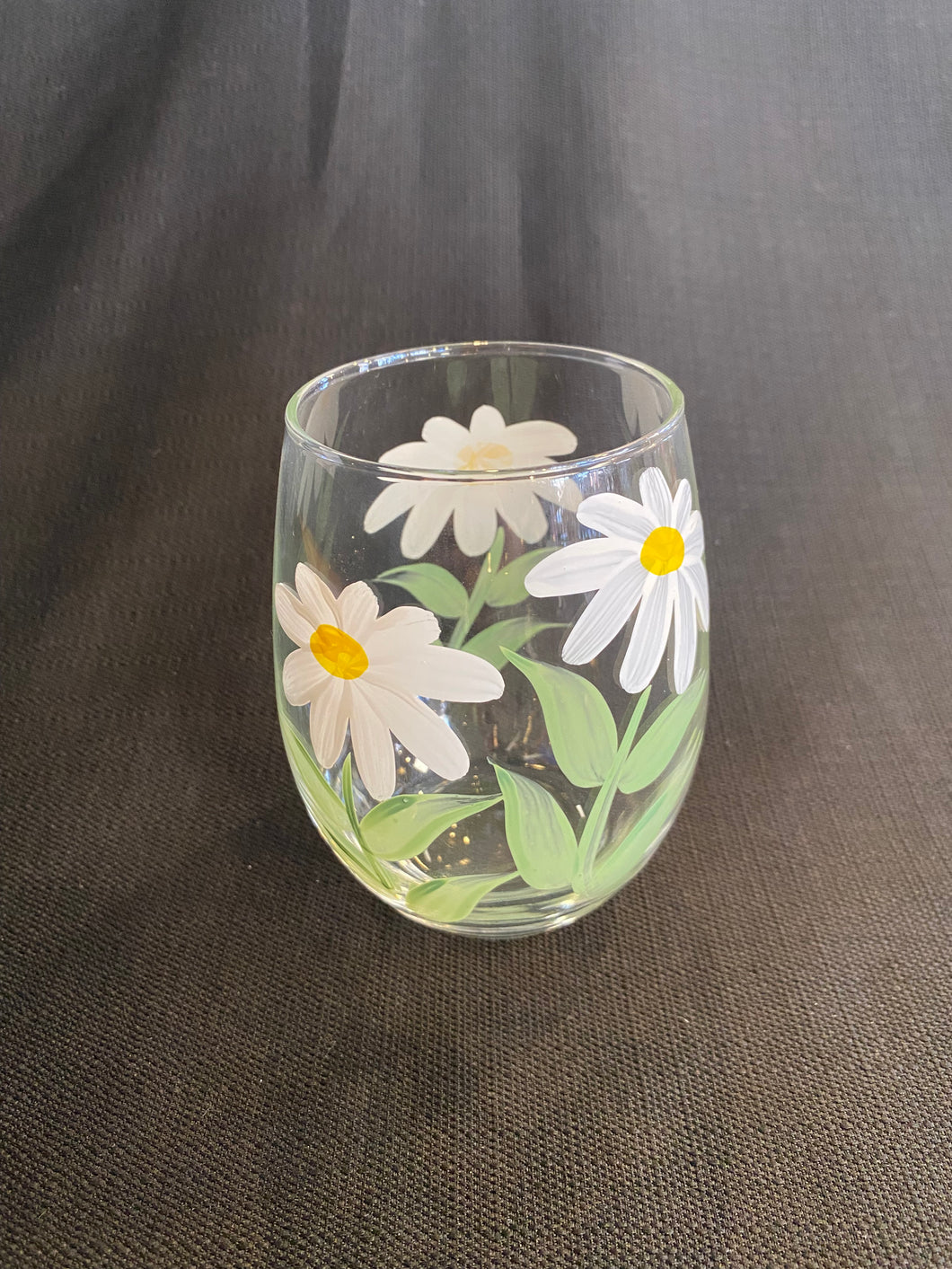 Stemless Glass- Daisy