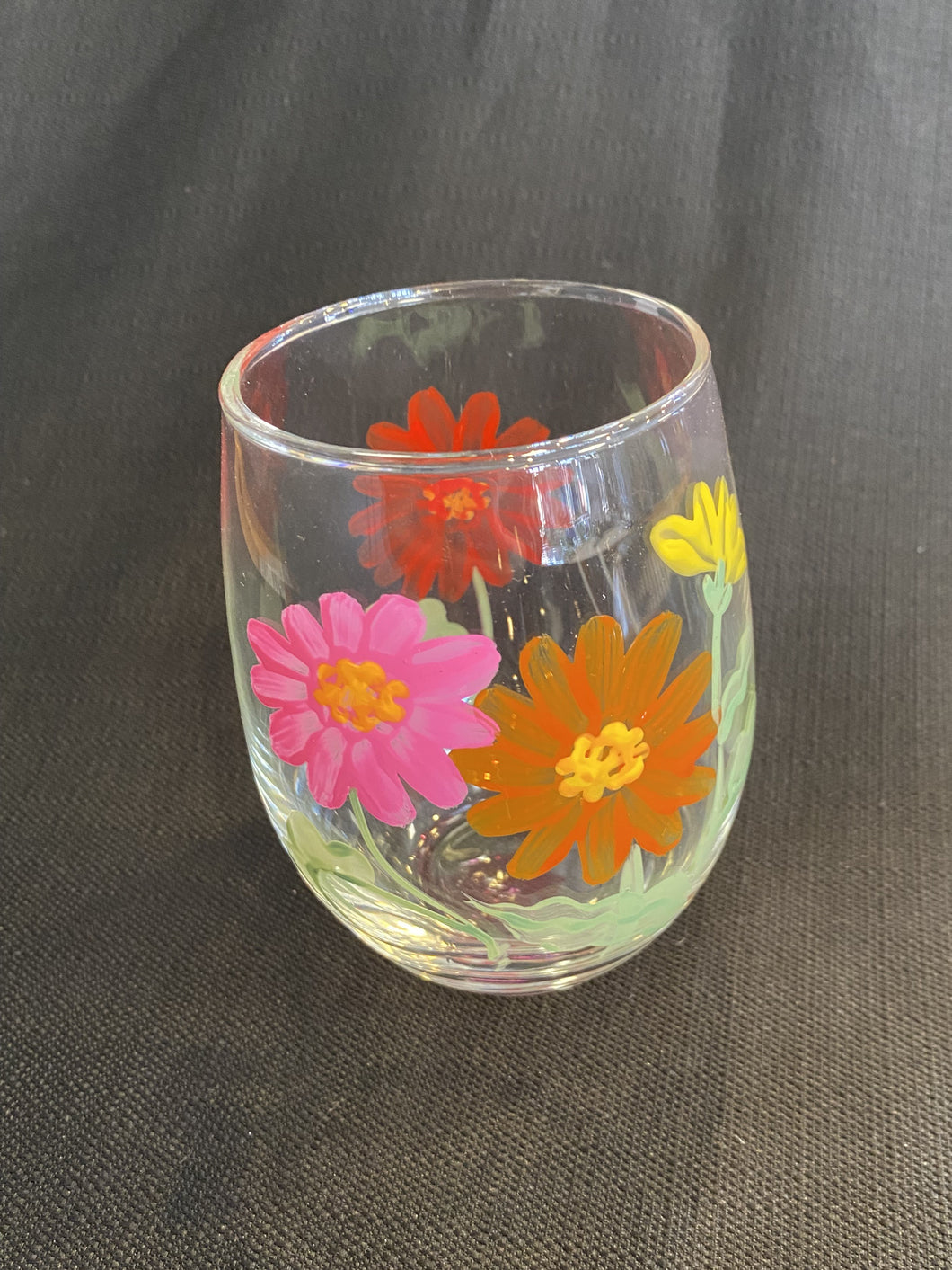 Stemless Glass- Gerber Daisy