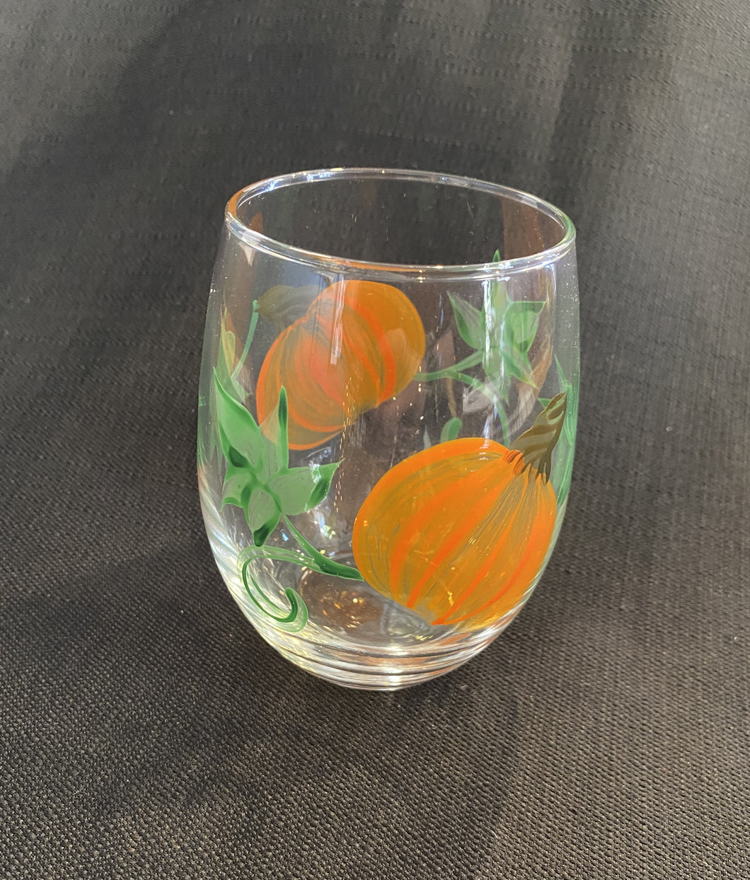 Stemless Wine Glass- Pumpkin