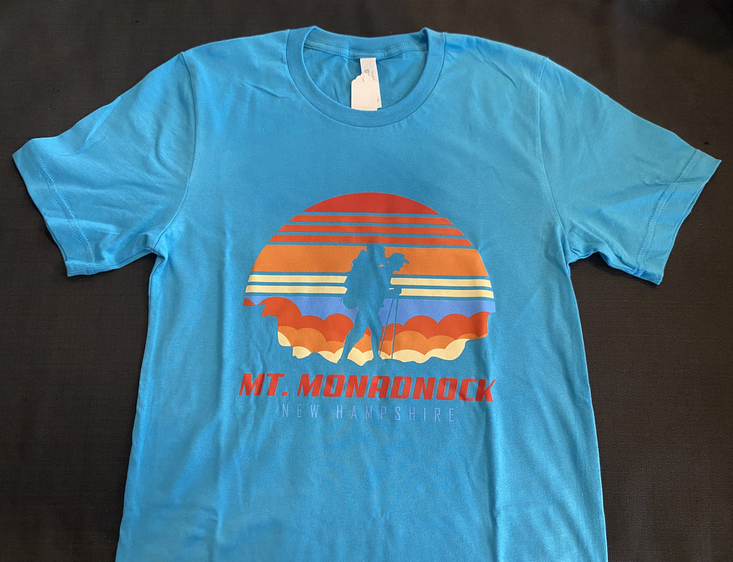 T-Shirt Sunset Monadnock Hiker Aqua