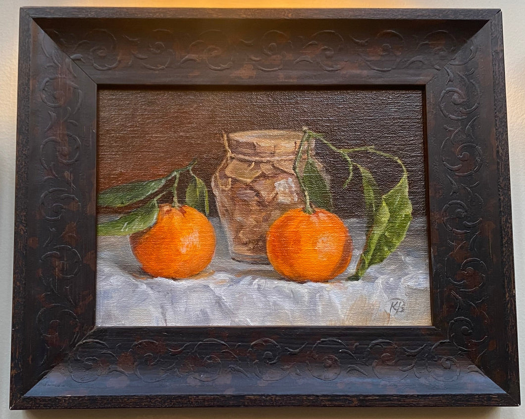 Painting- Mandarins and Ginger Jar 6x8