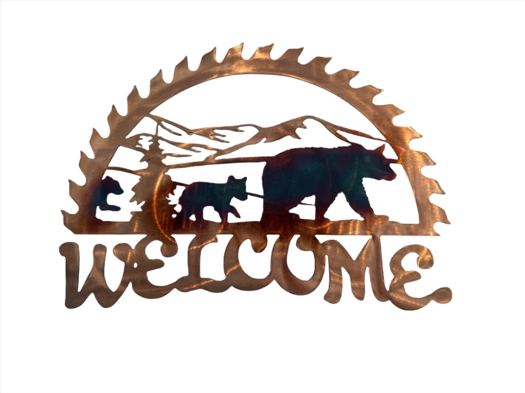 Copper- Bear Sawblade Welcome Sign