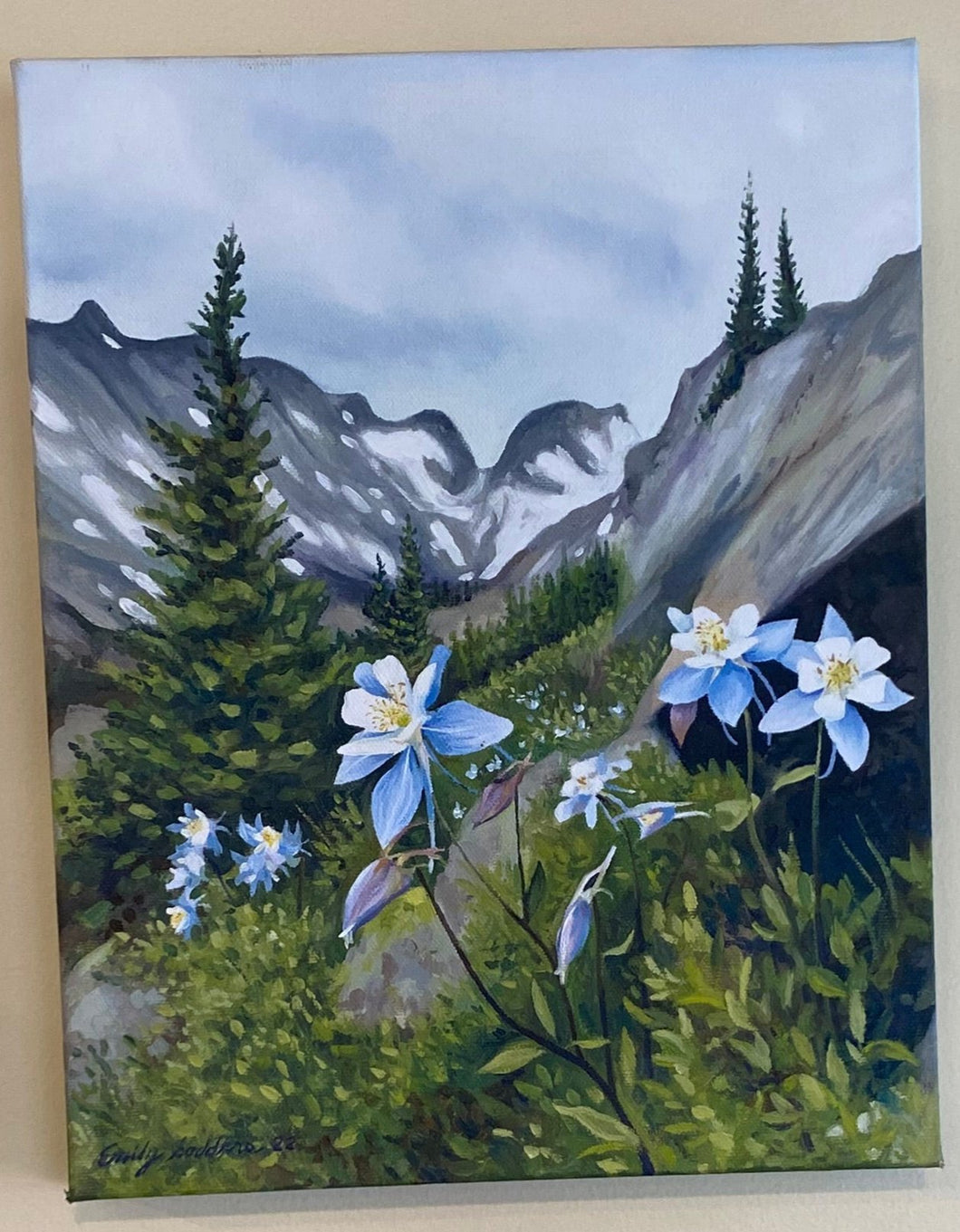 Painting- Colorado Columbines-ES-CC : 11x14