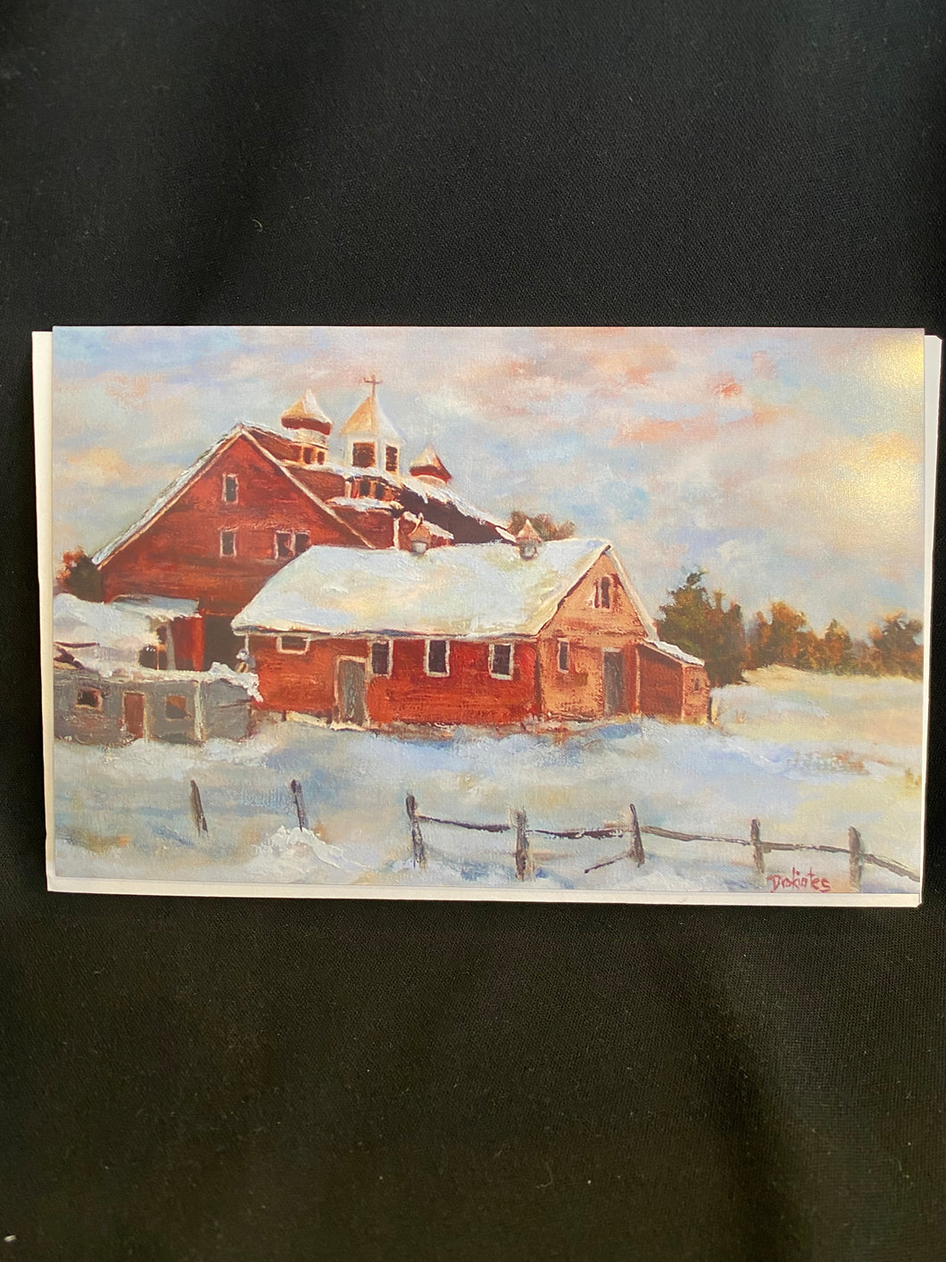 Card- Red Barn In Winter