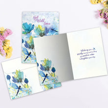 Load image into Gallery viewer, TF Card- Blue Floral Dragonflies, Get Well 22197
