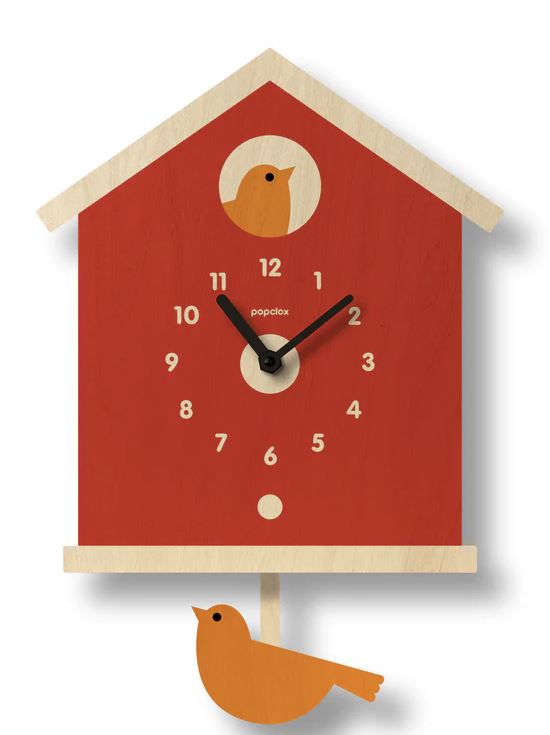 Birdhouse Clock - Red