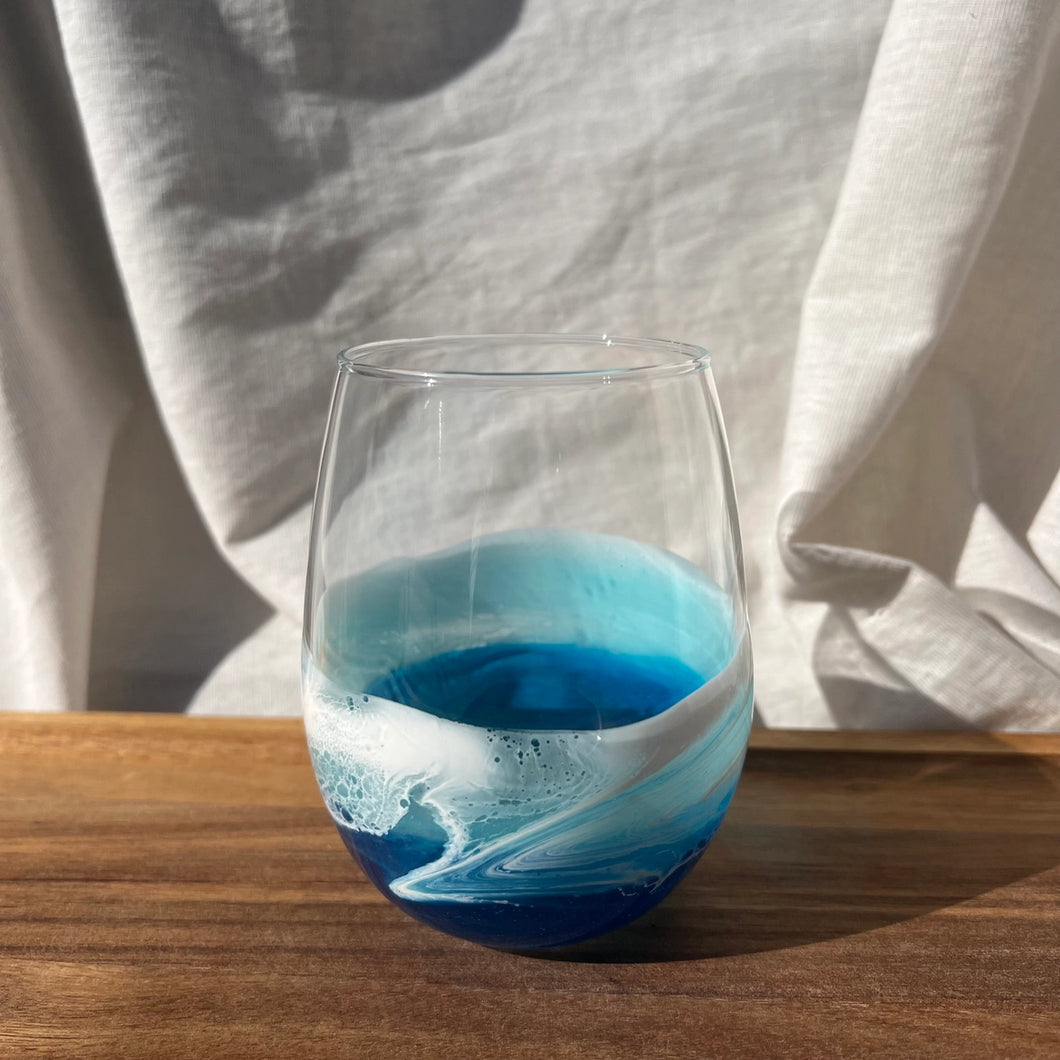 Stemless Wine Glass Ocean Resin