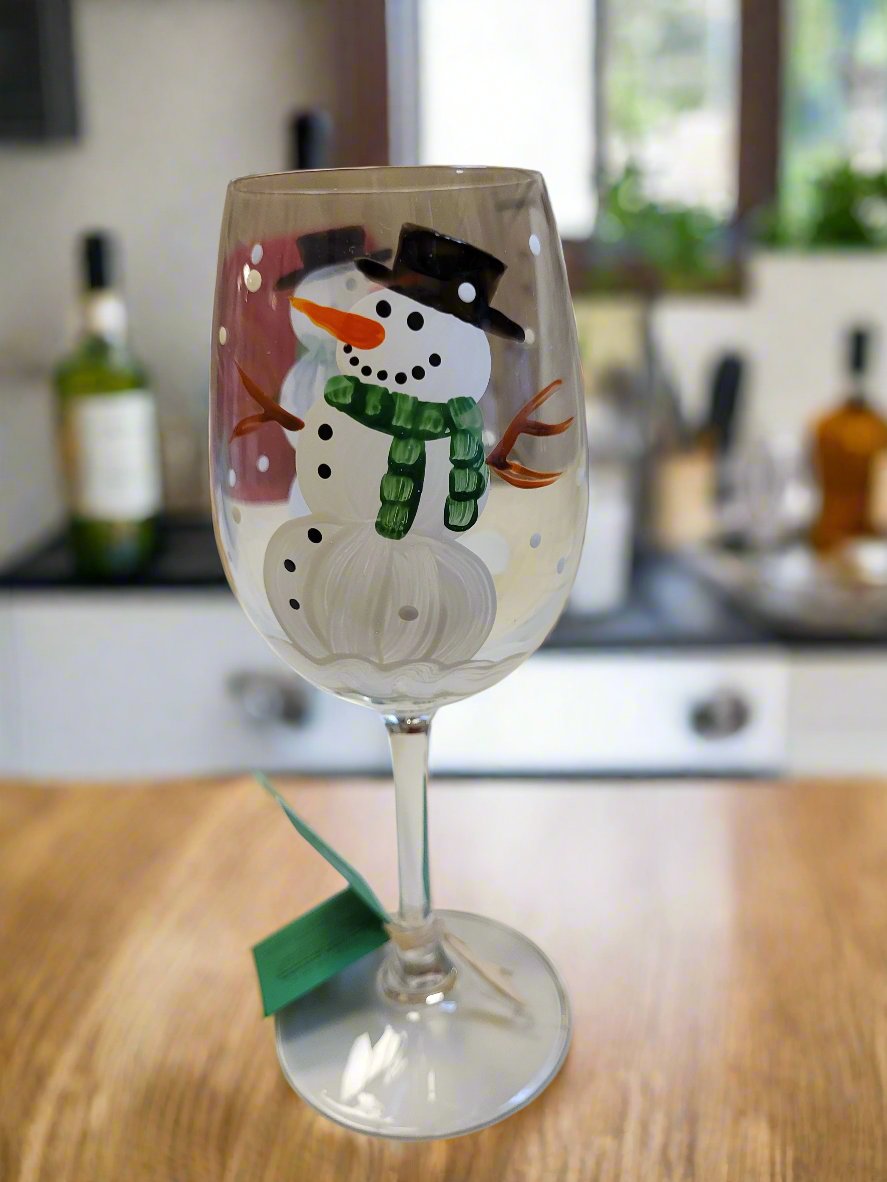 Wine Glass - Snowman